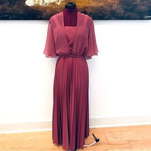Retro Flutter Sleeve Pleated Maxi
